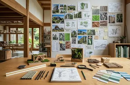 Diseño biomórfico y ecológico: estructura orgánica con vegetación integrada